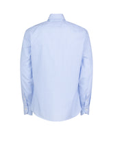 Camicia Wash and Wear regular fit con collo francese in cotone mille righe bianco e azzurro - Azzurro | Giemme BrandsCorporate