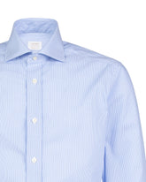 Camicia Wash and Wear regular fit con collo francese in cotone mille righe bianco e azzurro - Azzurro | Giemme BrandsCorporate