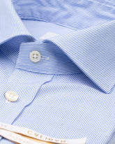 Camicia Wash and Wear regular fit con collo francese in cotone mille righe bianco e azzurro - Azzurro | Giemme BrandsCorporate