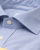 Camicia Wash and Wear regular fit con collo francese in cotone mille righe bianco e blu - Blu | Giemme BrandsCorporate