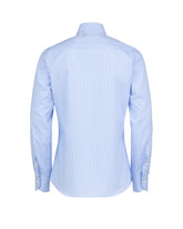 Wash and Wear slim fit shirt with french collar in light blue vichy cotton - Light blue | Giemme BrandsCorporate