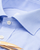 Wash and Wear slim fit shirt with french collar in light blue vichy cotton - Light blue | Giemme BrandsCorporate