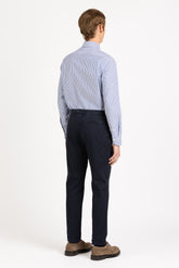 Camicia Wash and Wear con collo francese in popeline di cotone a righe bianche e blu - Blu | Giemme BrandsCorporate