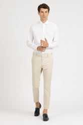 Camicia con collo francese in esclusivo popeline di cotone satin stretch bianco - Bianco | Giemme BrandsCorporate