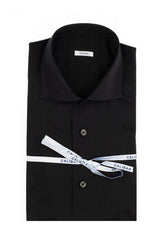 Camicia con collo francese in esclusivo popeline di cotone satin stretch nero - Nero | Giemme BrandsCorporate