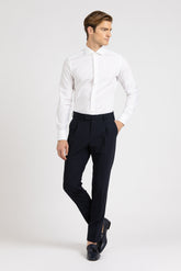 Camicia con collo francese in esclusivo popeline di cotone satin stretch bianco - Bianco | Giemme BrandsCorporate
