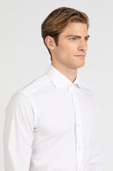 Camicia con collo francese in esclusivo popeline di cotone satin stretch bianco - Bianco | Giemme BrandsCorporate