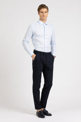 Camicia con collo francese in esclusivo popeline di cotone satin stretch azzurro - Azzurro | Giemme BrandsCorporate