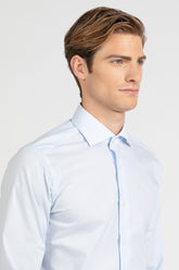 Camicia con collo francese in esclusivo popeline di cotone satin stretch azzurro - Azzurro | Giemme BrandsCorporate