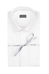 Camicia con collo italiano e polso doppio uso in esclusivo popeline di cotone satin stretch bianco - Bianco | Giemme BrandsCorporate