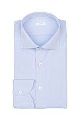 Camicia con collo francese in twill di puro cotone azzurro - Azzurro | Giemme BrandsCorporate