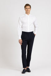 Camicia con collo francese in twill di puro cotone bianco - Bianco | Giemme BrandsCorporate