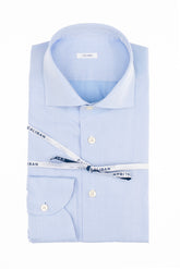 Light blue pure cotton twill shirt with french collar - Light blue | Giemme BrandsCorporate