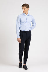 Light blue pure cotton twill shirt with french collar - Light blue | Giemme BrandsCorporate