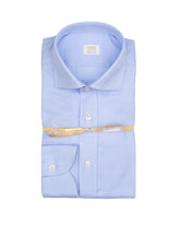 Wash and Wear slim fit shirt with French collar in light blue treated cotton - Light blue | Giemme BrandsCorporate