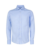 Camicia Wash and Wear slim fit con collo francese in cotone armaturato azzurro - Azzurro | Giemme BrandsCorporate