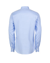 Camicia Wash and Wear slim fit con collo francese in cotone armaturato azzurro - Azzurro | Giemme BrandsCorporate