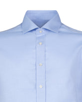 Camicia Wash and Wear slim fit con collo francese in cotone armaturato azzurro - Azzurro | Giemme BrandsCorporate