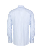 Camicia Wash and Wear slim fit con collo francese in puro cotone bianco a righe azzurre - Azzurro | Giemme BrandsCorporate