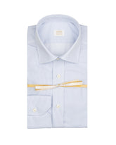 Camicia Wash and Wear comfort fit con collo francese in puro cotone micro-armaturato azzurro - Azzurro | Giemme BrandsCorporate