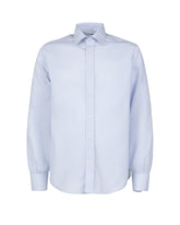 Camicia Wash and Wear comfort fit con collo francese in puro cotone micro-armaturato azzurro - Azzurro | Giemme BrandsCorporate