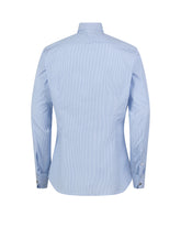Regular-Fit-Hemd mit französischem Kragen aus reinem, doppelt gedrehtem weißen Baumwollstoff mit blauen Streifen - Hellblau | Giemme BrandsCorporate
