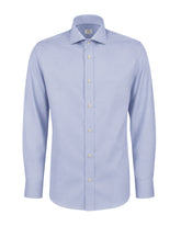 Wash-and-Wear Regular fit Hemd mit französischem Kragen aus Baumwolle mit Armatur-Muster in Hellblau - Hellblau | Giemme BrandsCorporate
