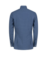 Slim fit shirt with french collar in pure blue cotton with micro pattern - Light blue | Giemme BrandsCorporate