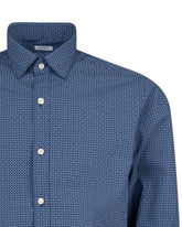 Slim fit shirt with french collar in pure blue cotton with micro pattern - Light blue | Giemme BrandsCorporate