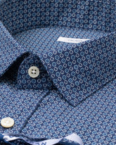 Slim fit shirt with french collar in pure blue cotton with micro pattern - Light blue | Giemme BrandsCorporate