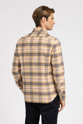 Camicia con collo francese in Vaiella di puro cotone a quadri sui toni del beige - Beige | Giemme BrandsCorporate
