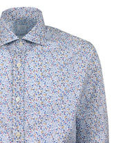 Regular fit Hemd mit französischem Kragen aus reinem Baumwolle mit Liberty-Muster in Blautönen - Blau | Giemme BrandsCorporate