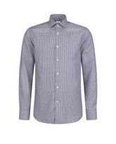 Slim fit shirt with french collar in pure cotton with a brown pied de poule pattern - Brown | Giemme BrandsCorporate