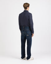 Camicia regular fit con collo francese in puro lino tinto capo blu - Blu | Giemme BrandsCorporate