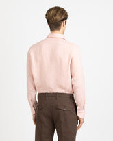 Camicia regular fit con collo francese in puro lino tinto capo rosa - Rosa | Giemme BrandsCorporate