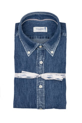 Camicia con collo button down in denim di puro cotone - Collezione UOMO | Giemme BrandsCorporate