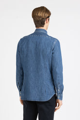 Camicia con collo button down in denim di puro cotone - Denim Chiaro | Giemme BrandsCorporate