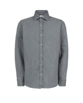 Regular-Fit-Hemd mit französischem Kragen aus grauem reinem Baumwolldenim - Graue Denim | Giemme BrandsCorporate
