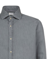 Regular-Fit-Hemd mit französischem Kragen aus grauem reinem Baumwolldenim - Graue Denim | Giemme BrandsCorporate