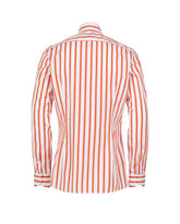 Slim fit shirt with French collar in pure white cotton with orange stripes - Orange | Giemme BrandsCorporate