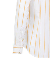Slim fit shirt with French collar in pure white cotton poplin with orange stripes - Beige | Giemme BrandsCorporate