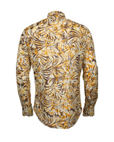 Regular Fit Hemd mit französischem Kragen aus reinem Baumwolle mit exklusivem Foliage-Muster in Orangetönen - Orangefarben | Giemme BrandsCorporate