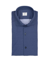 Regular-Fit-Hemd mit französischem Kragen aus High-Performance-Skinlike-Gewebe mit Mikro-Muster in Blau - Blau | Giemme BrandsCorporate