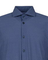 Regular-Fit-Hemd mit französischem Kragen aus High-Performance-Skinlike-Gewebe mit Mikro-Muster in Blau - Blau | Giemme BrandsCorporate