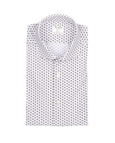 Camicia regular fit con collo francese in tessuto high performance Skinlike con fantasia geometrica blu e marrone - Marrone | Giemme BrandsCorporate