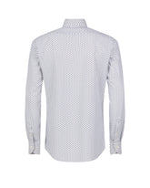 Camicia regular fit con collo francese in tessuto high performance Skinlike con fantasia geometrica blu e marrone - Marrone | Giemme BrandsCorporate