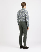 Regular fit shirt with French collar in high-performance Skinlike fabric with a blue and green pattern, exclusively made for Caliban - Green | Giemme BrandsCorporate