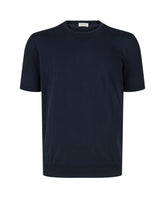 Regular fit crew neck T-shirt in dropped-knit blue fabric - Blue | Giemme BrandsCorporate
