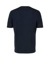 Regular fit crew neck T-shirt in dropped-knit blue fabric - Blue | Giemme BrandsCorporate