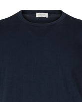 Regular fit crew neck T-shirt in dropped-knit blue fabric - Blue | Giemme BrandsCorporate